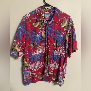 Vintage Reyn Spooner Joe Kealuha's Men’s Size XL Hawaiian Shirt Red Fish Coral